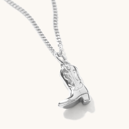 Cowboy Boot Necklace Silver